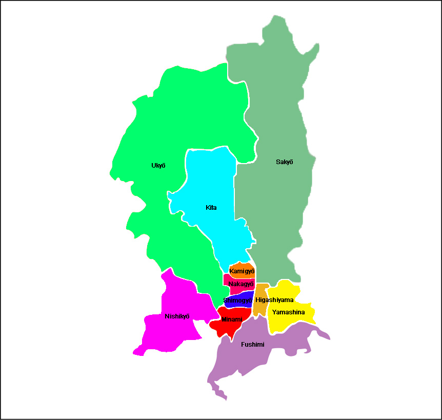 Kyoto - Carte des arrondissements